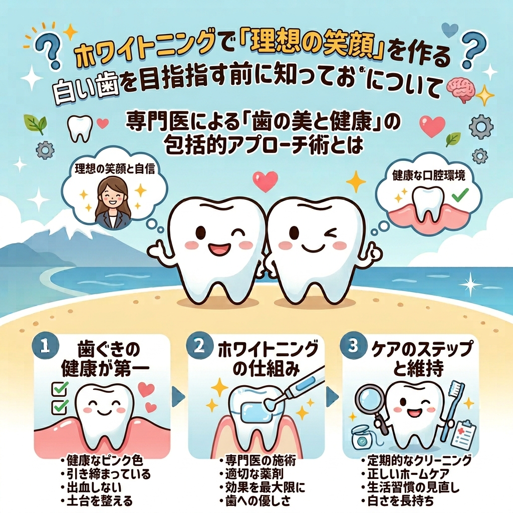 ホワイトニングで「理想の笑顔」を作る🦷✨白い歯を目指す前に知っておきたい！ホワイトニングについて✨